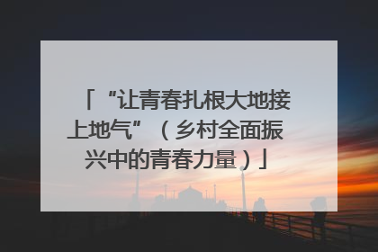 “让青春扎根大地接上地气”（乡村全面振兴中的青春力量）