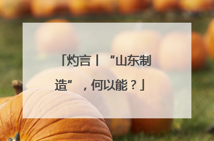 灼言丨“山东制造”，何以能？