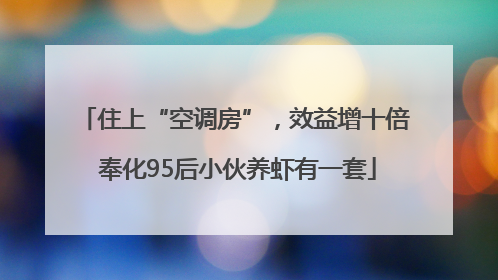 住上“空调房”，效益增十倍 奉化95后小伙养虾有一套