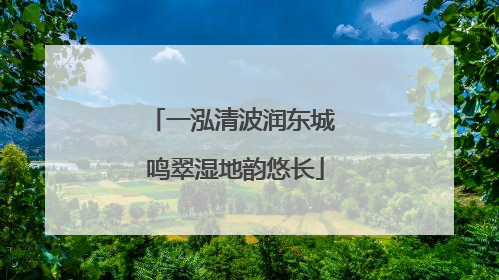 一泓清波润东城 鸣翠湿地韵悠长