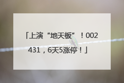 上演“地天板”！002431，6天5涨停！