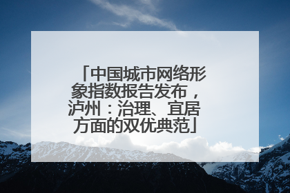 中国城市网络形象指数报告发布，泸州：治理、宜居方面的双优典范