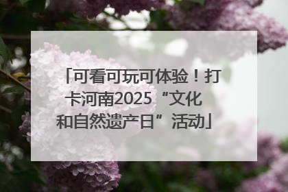 可看可玩可体验！打卡河南2025“文化和自然遗产日”活动