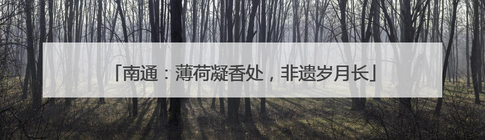 南通：薄荷凝香处，非遗岁月长