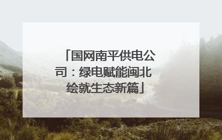 国网南平供电公司：绿电赋能闽北 绘就生态新篇