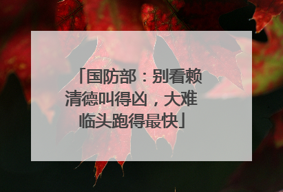 国防部：别看赖清德叫得凶，大难临头跑得最快