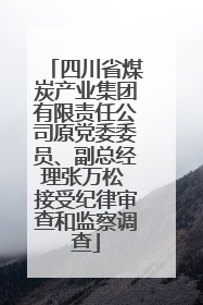 四川省煤炭产业集团有限责任公司原党委委员、副总经理张万松 接受纪律审查和监察调查