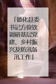 德化县委书记方俊钦调研基层党建、乡村振兴及防汛备汛工作