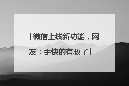 微信上线新功能，网友：手快的有救了