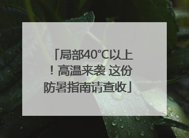 局部40℃以上！高温来袭 这份防暑指南请查收