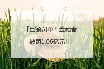 巨额罚单！金穗春被罚1.06亿元