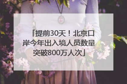 提前30天！北京口岸今年出入境人员数量突破800万人次