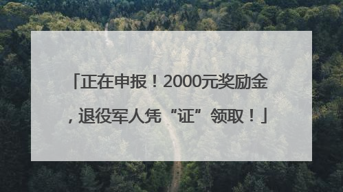 正在申报！2000元奖励金，退役军人凭“证”领取！