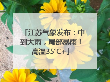 江苏气象发布：中到大雨，局部暴雨！高温35℃+