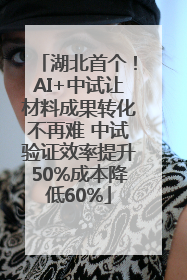 湖北首个！AI+中试让材料成果转化不再难 中试验证效率提升50%成本降低60%