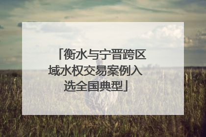 衡水与宁晋跨区域水权交易案例入选全国典型
