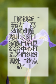 解锁新“玩法” 高效解难题 湖北长阳土家族自治县综治中心打造矛盾纠纷调处“终点站”