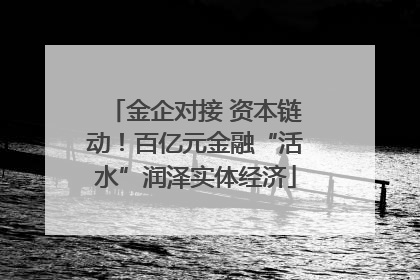 金企对接 资本链动！百亿元金融“活水”润泽实体经济