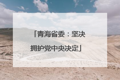 青海省委：坚决拥护党中央决定