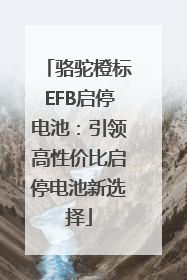 骆驼橙标EFB启停电池：引领高性价比启停电池新选择
