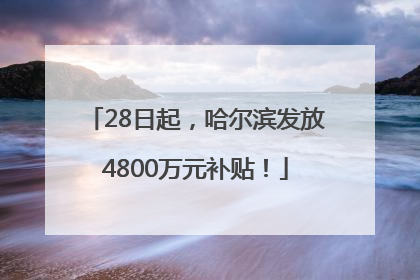 28日起，哈尔滨发放4800万元补贴！