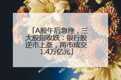 A股午后急挫，三大股指收跌：银行股逆市上涨，两市成交1.4万亿元